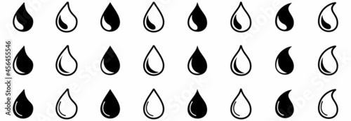 water drop icon set, water drop vector set, water drop symbol illustrations