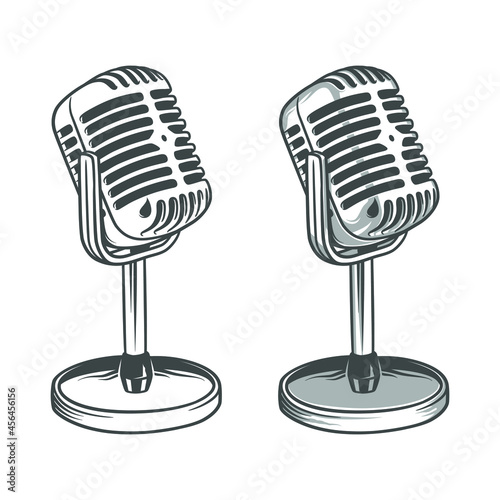 Vector illustration of vintage retro old microphone