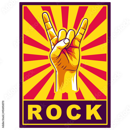 Rock n roll or Heavy metal hand gesture poster