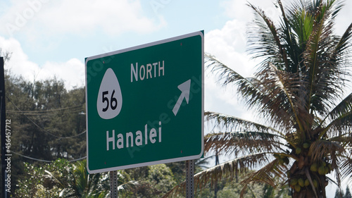 Road sign in Kauai - Highway 56 North to Hanalei
