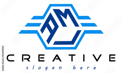 emblem badge with wings AML letter  logo design vector, business logo, icon shape logo, stylish logo template