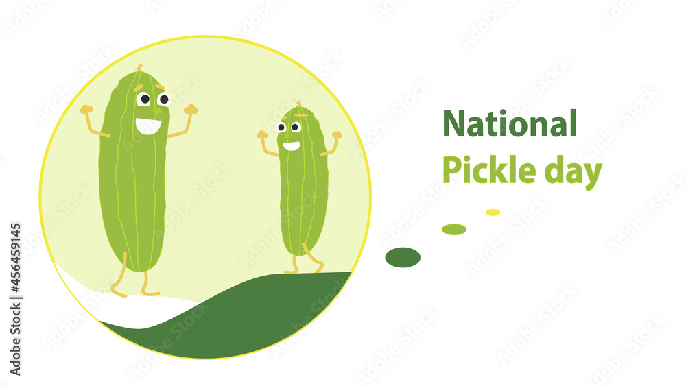 National pickle day. Green dancing cucumbers Stock Illustration Adobe
