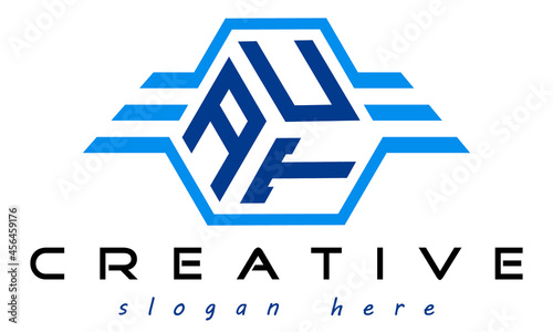 emblem badge with wings AUT letter  logo design vector, business logo, icon shape logo, stylish logo template