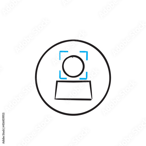 hand drawn doodle face id scanner technology illustration icon
