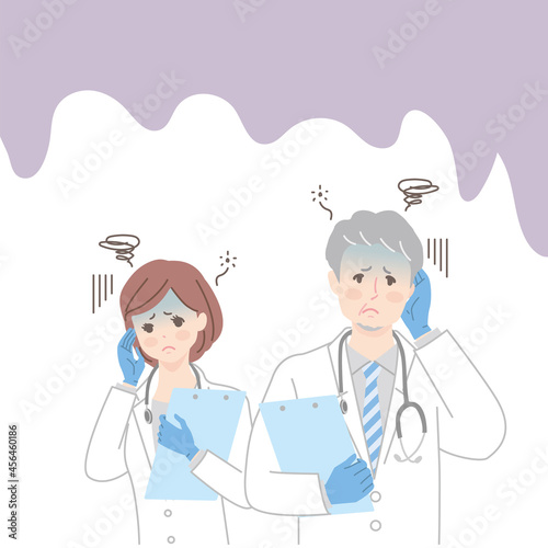 疲れている男女の医師のイラスト素材