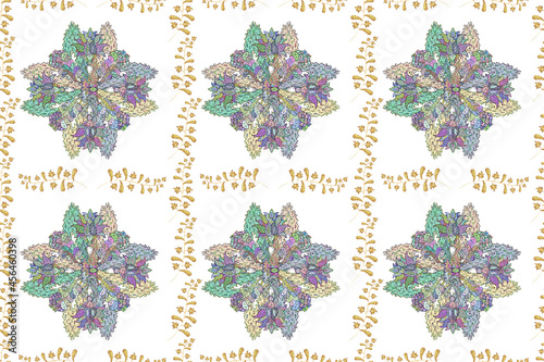 Fotografía Seamless pattern with interesting doodles on colorfil background.