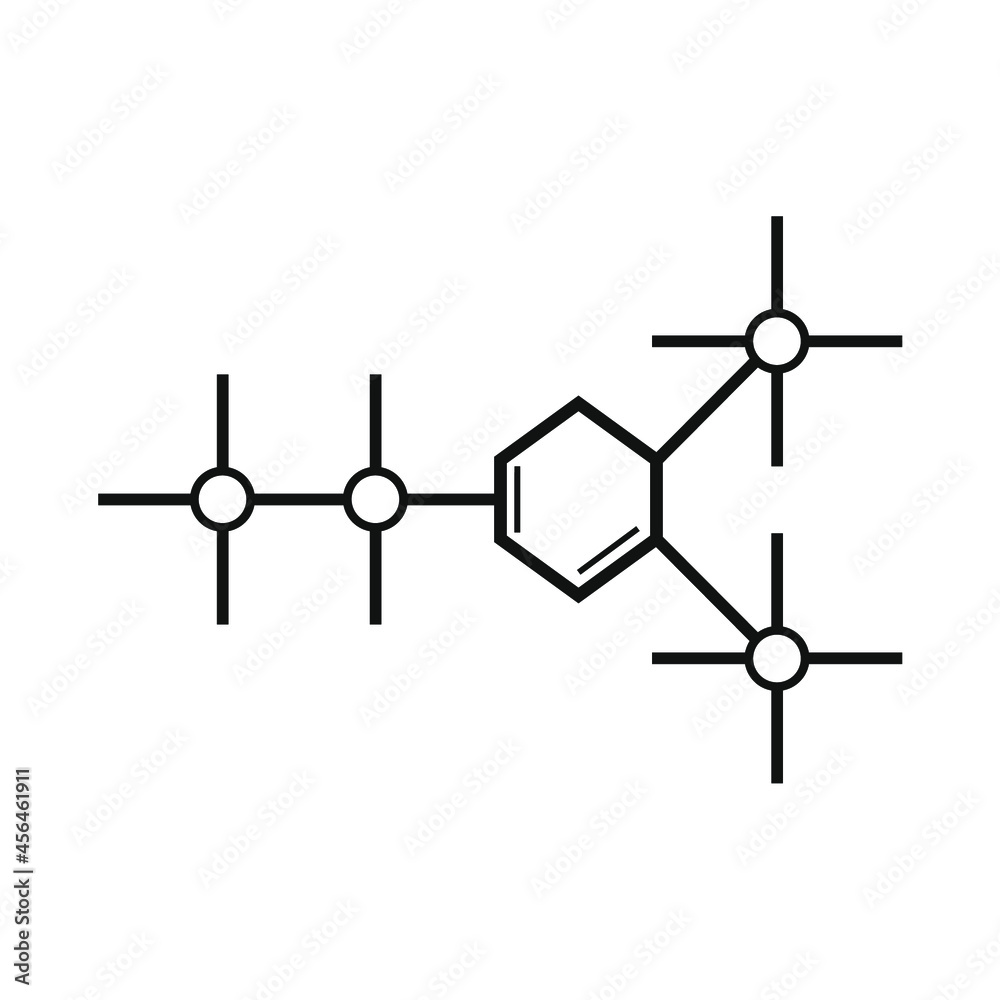 hexagon vector attached by some circle lines hexagon vector attached by some circle lines