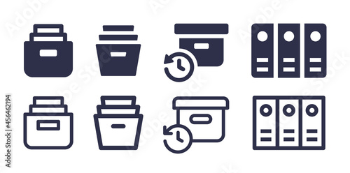 Archive, document icons set. Vector illustration