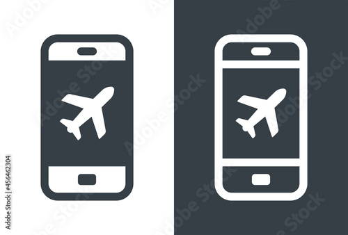 Phone with plane icon. Flight tickets online symbol vector illustration