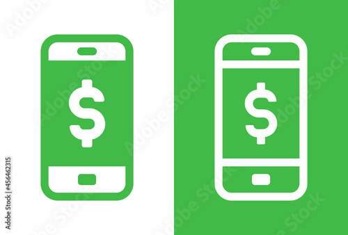 Phone banking icon vector illustration. smartphone with dollar symbol