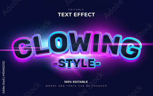 Futuristic neon glow editable text effect