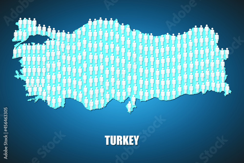 Illustrations concept - People symbols in shape of map of Turkey , overpopulation concept
