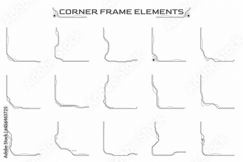 HUD Vector Futuristic Line Border Frame Template for Screen Game, Infographic Information Display Vector.