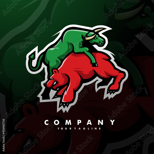 bull and bear illustration design for trading