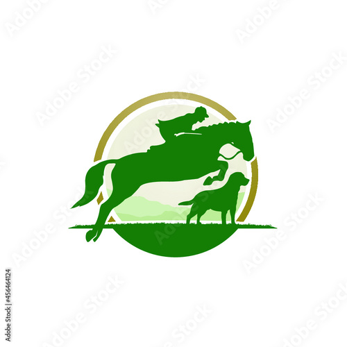 Fototapeta Naklejka Na Ścianę i Meble -  Horse Jumping Logo in Circle