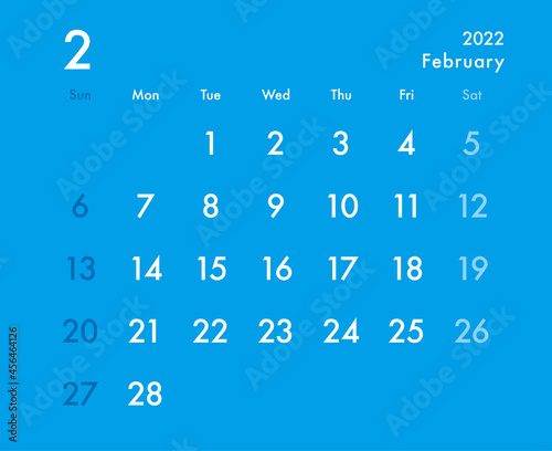 calendar February 2022 blue