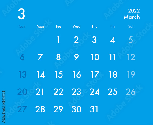 calendar  March 2022 blue