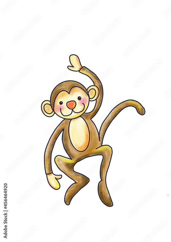 Fototapeta premium Hand written illustration of dancing monkey 