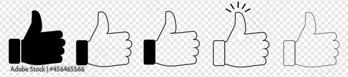 thumb up icon set, like sign, like symbol, line icon, vector illustration
