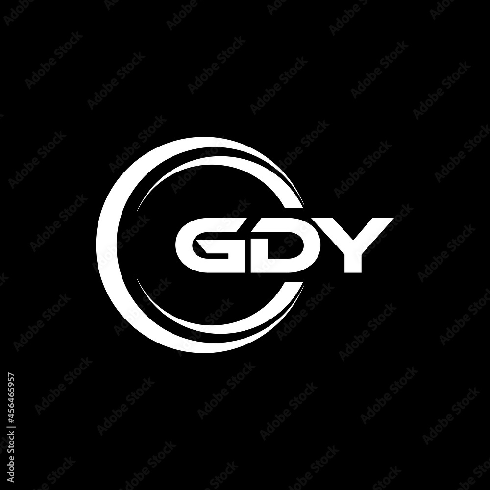 GDY letter logo design with black background in illustrator, vector logo modern alphabet font overlap style. calligraphy designs for logo, Poster, Invitation, etc. - obrazy, fototapety, plakaty 
