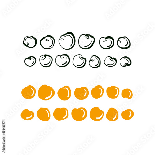 Soy grain, lentils beans. Vector graphic set