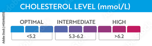 Cholesterol level meter indicator. Medical speedometer. Chat control concept presentation