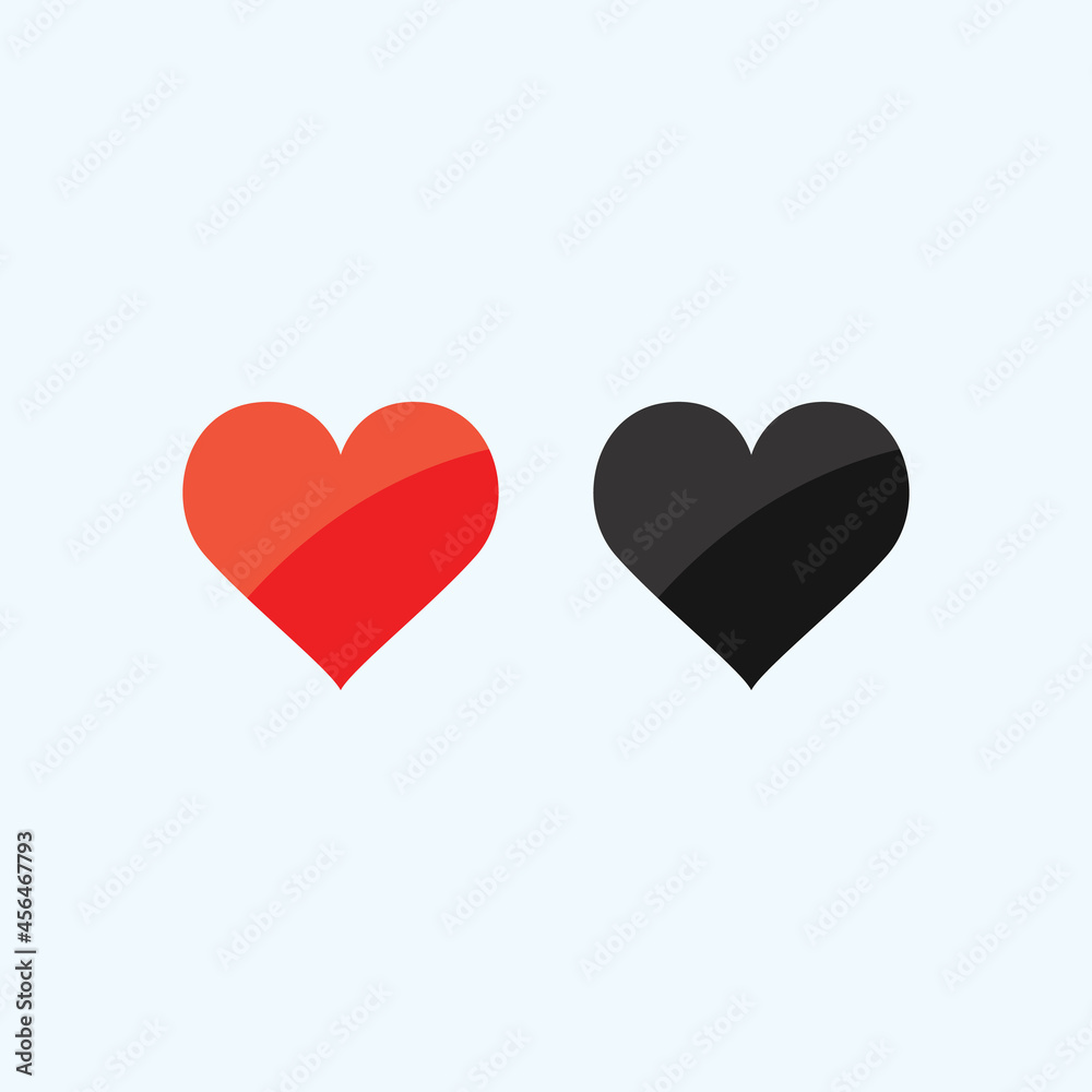 Red and black heart for love icon stock. Vector illustration Red and black heart for love icon stock. Vector illustration