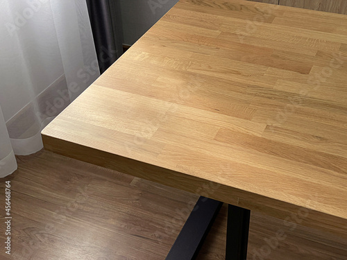 Close up wooden furniture, Oak wood table, Furniture detail for interior.