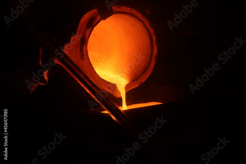 Liquid gold being poured at the Perth Mint, Western Australia.