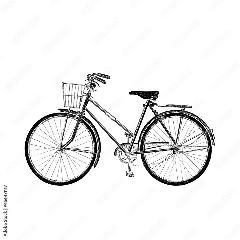 Bicycle with basket black ink Bicycle with basket black ink
