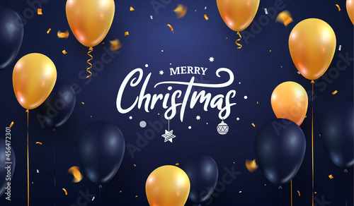 2022 Happy new year celebration vector illustration. Noel Christmas numbers and balloons on dark blue background