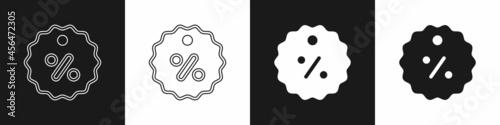 Set Discount percent tag icon isolated on black and white background. Shopping tag sign. Special offer sign. Discount coupons symbol. Vector
