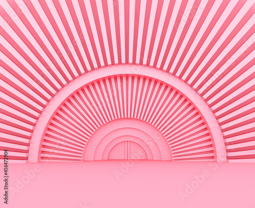 3d rendering pink background stage on elegance minimal display backdrop with beautiful arch.
