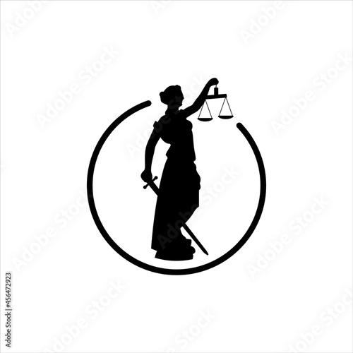 lady Justice Statue silhouette vector icon