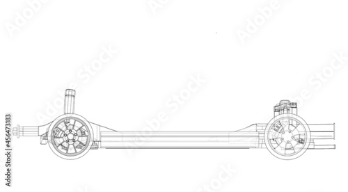 Electric Car Chassis with battery. Vector