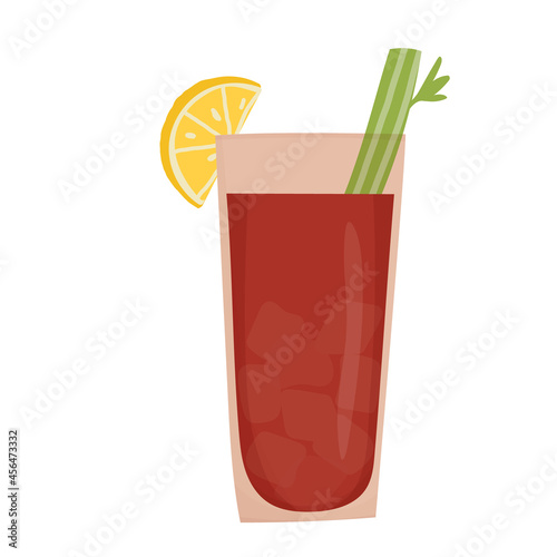 Hand drawn vector illustration of Bloody Mary alcoholic cocktail drinks. Isolated on white background.