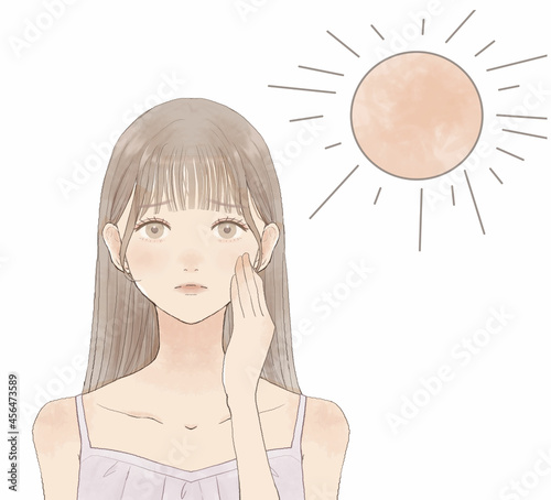 日焼けしてしまった女性