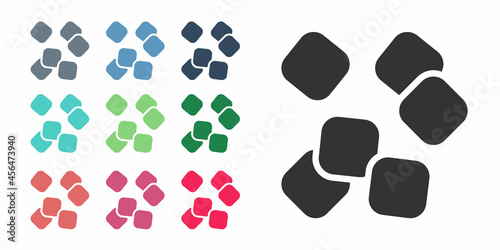 Black Sugar cubes icon isolated on white background. Sweet, nutritious, tasty. Refined sugar. Set icons colorful. Vector
