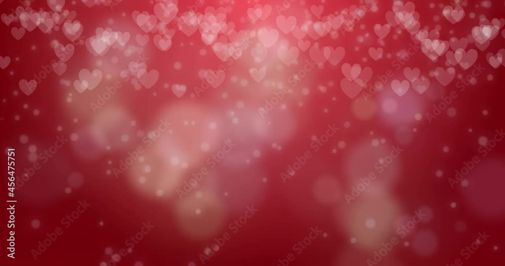 4k Seamless looped video. Abstract flying blured hearts on red background. Valentines day concept 4k Seamless looped video. Abstract flying blured hearts on red background. Valentines day concept
