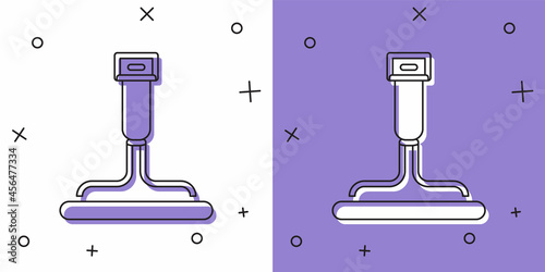 Set Cleaning service with of rubber cleaner for windows icon isolated on white and purple background. Squeegee, scraper, wiper. Vector