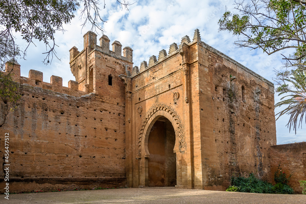Rabat, Morocco – December 09, 2015 – Entrance to the medieval fortified Muslim necropolis of Chellah. The site, as part of the metropolitan Rabat, was granted World Heritage Status in 2012