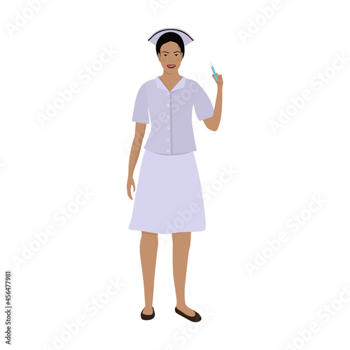 Nurse with a syringe with a vaccine. Vector concept illustration of getting vaccinated against coronavirus or flu or other diseases