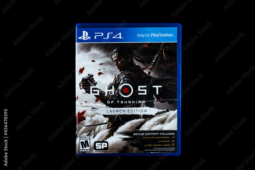 Fukuoka, Japan - september 12, 2021 : Sony Playstation 4 game Ghost of  Tsushima launch edition north american version of the game developed by  sucker punch isolated on black background Stock Photo | Adobe Stock