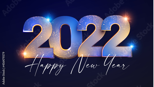 Happy new 2022 year Elegant text with light effects. photo