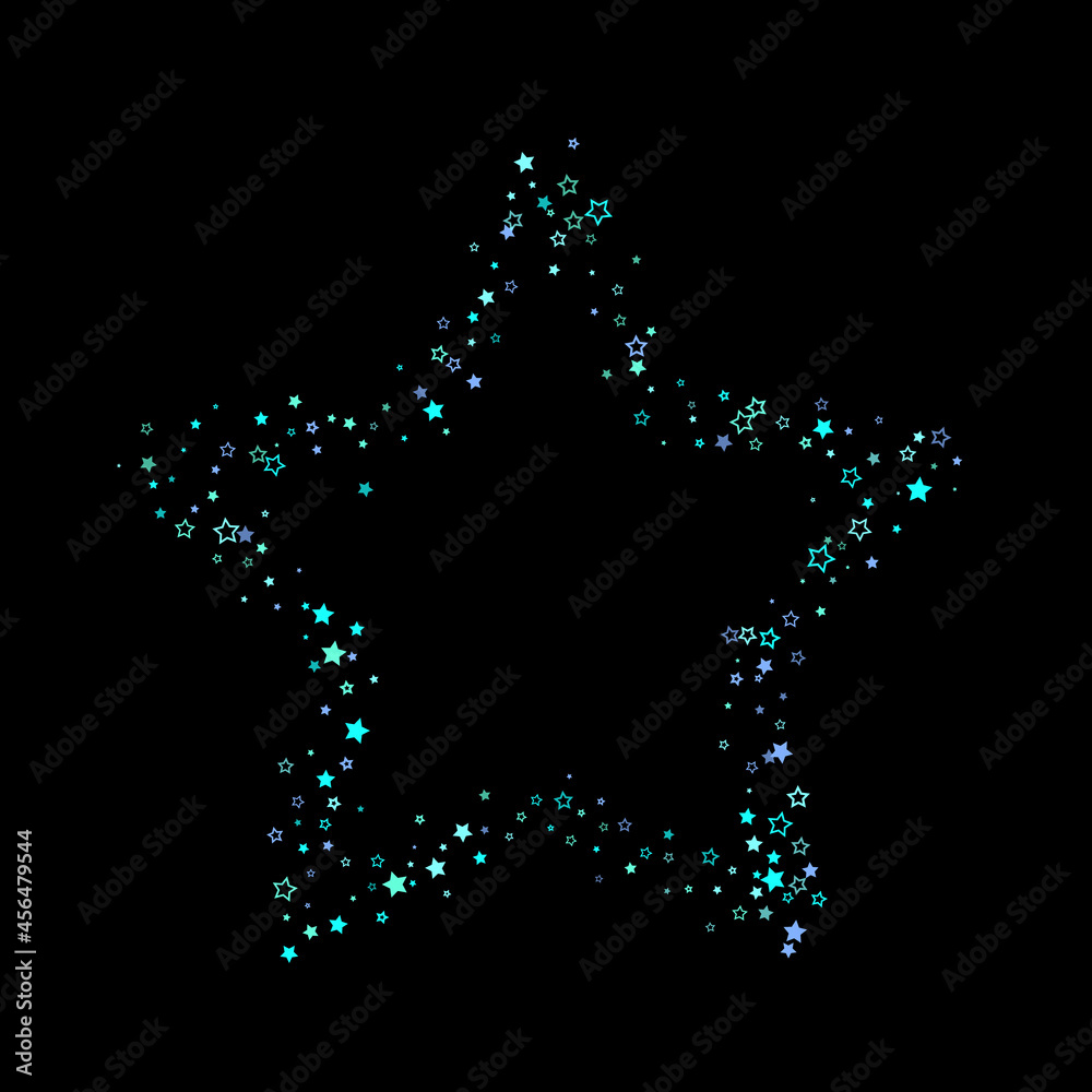Blue, cyan, turquoise glitter stars, confetti. Blue, cyan, turquoise glitter stars, confetti.