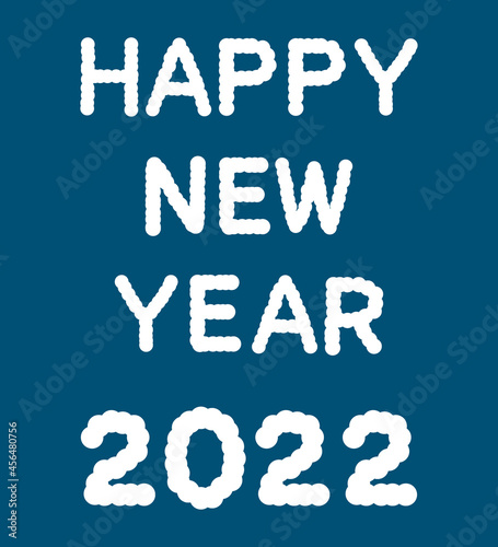 白色の少しもこもこしたHappy New Yearと2022の文字のベクター素材