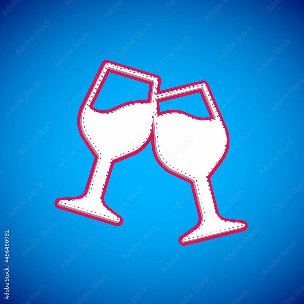 White Wine glass icon isolated on blue background. Wineglass sign. Vector White Wine glass icon isolated on blue background. Wineglass sign. Vector