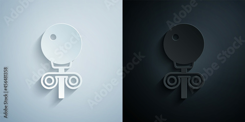 Paper cut Stud earrings icon isolated on grey and black background. Jewelry accessories. Paper art style. Vector