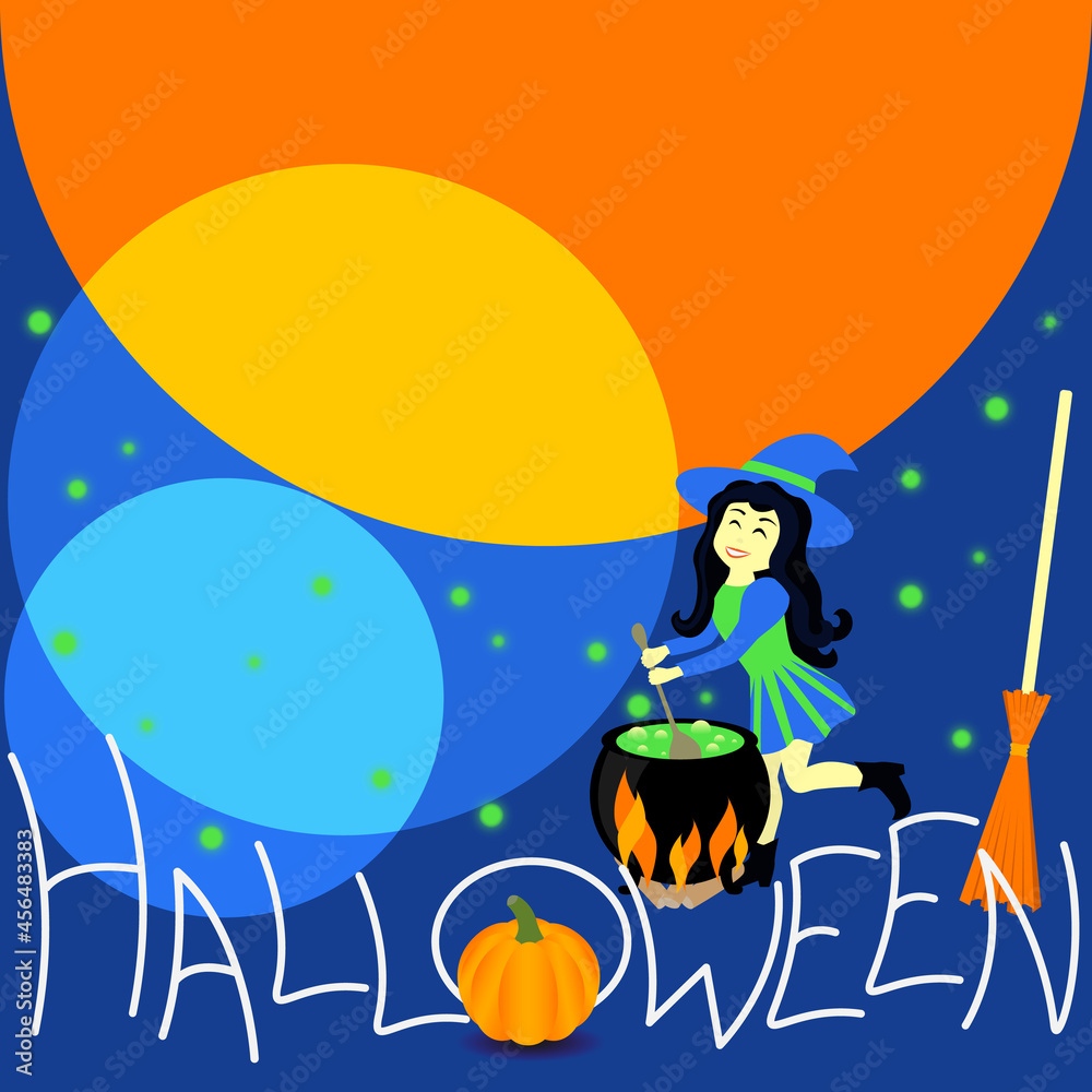 Halloween. Banner template for party invitation or sale. Vector illustration.