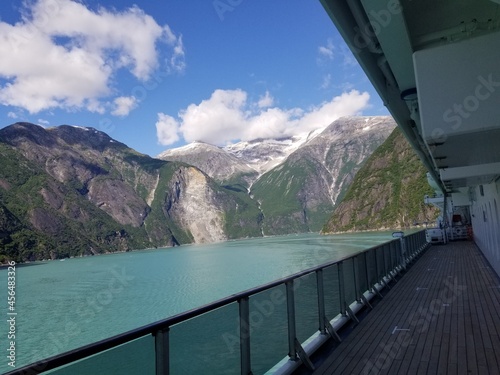 Cruise ship heading towards Tracy Arm Fjord in Alaska. Tracy Arm Fjord  Juneau in USA. It is very beautiful place. photo